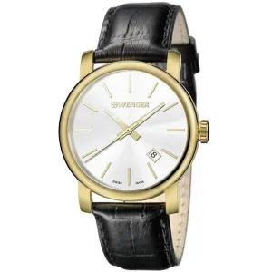 Wenger Men's Quartz Watch - Urban Vintage Silver Tone Dial Black Strap | 01.1041.119