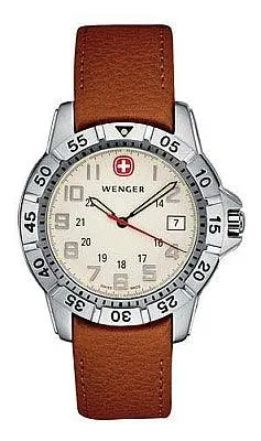 Wenger Men's Swiss Made Mountaineer Leather Strap Watch 72613