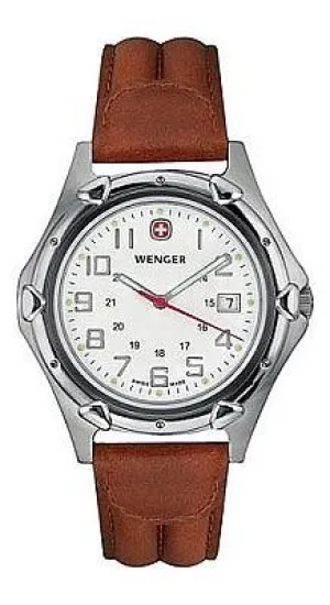 Wenger Men's Swiss Made Standard Issue XL Leather Strap Watch 73110