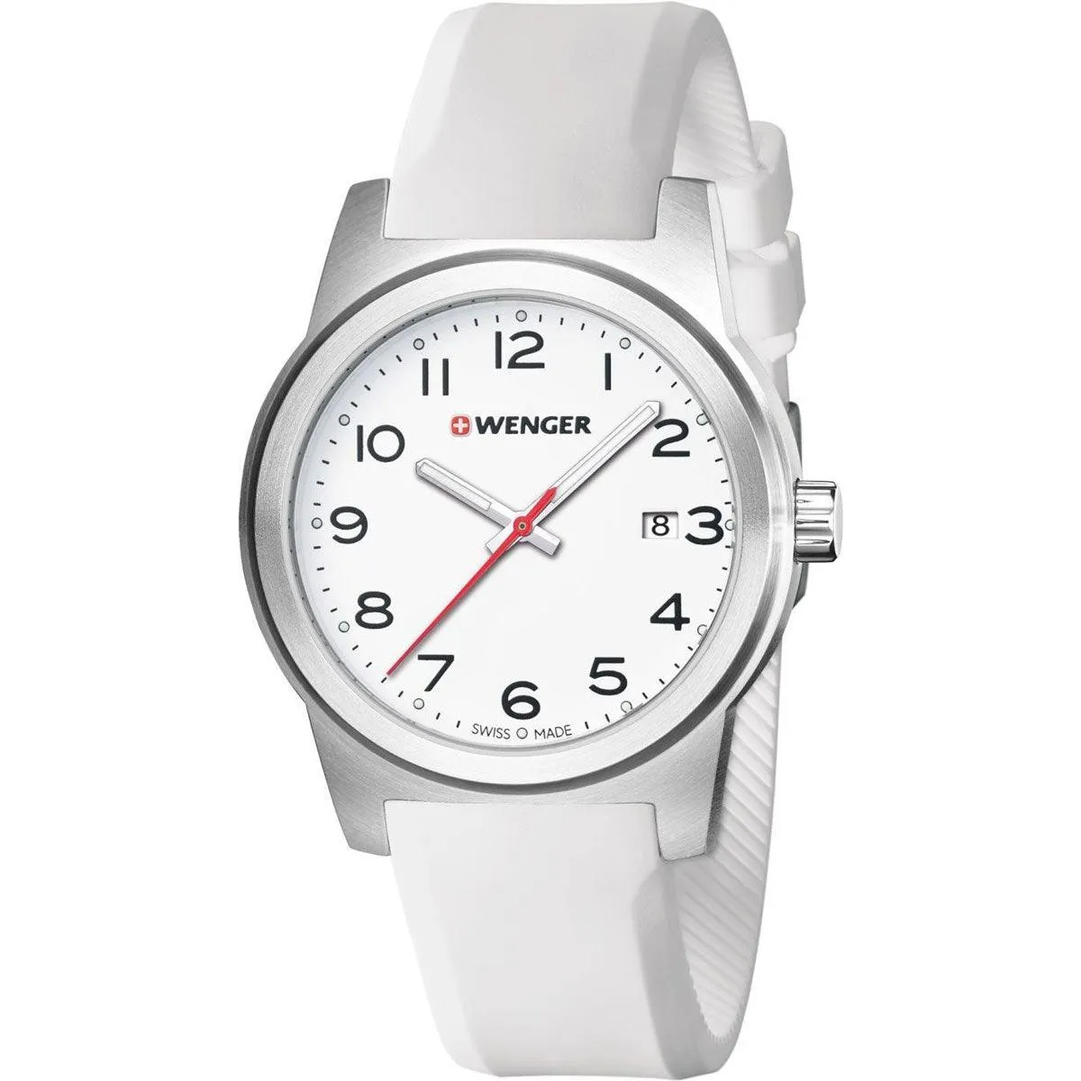 Wenger Men's Swiss Quartz Watch - Field Color White Dial Silicon Strap | 01.0441.147