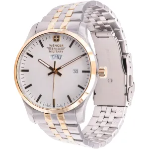 Wenger Men's Swiss Quartz Watch - Terragraph Silver Dial Steel Bracelet | 01.9041.214C