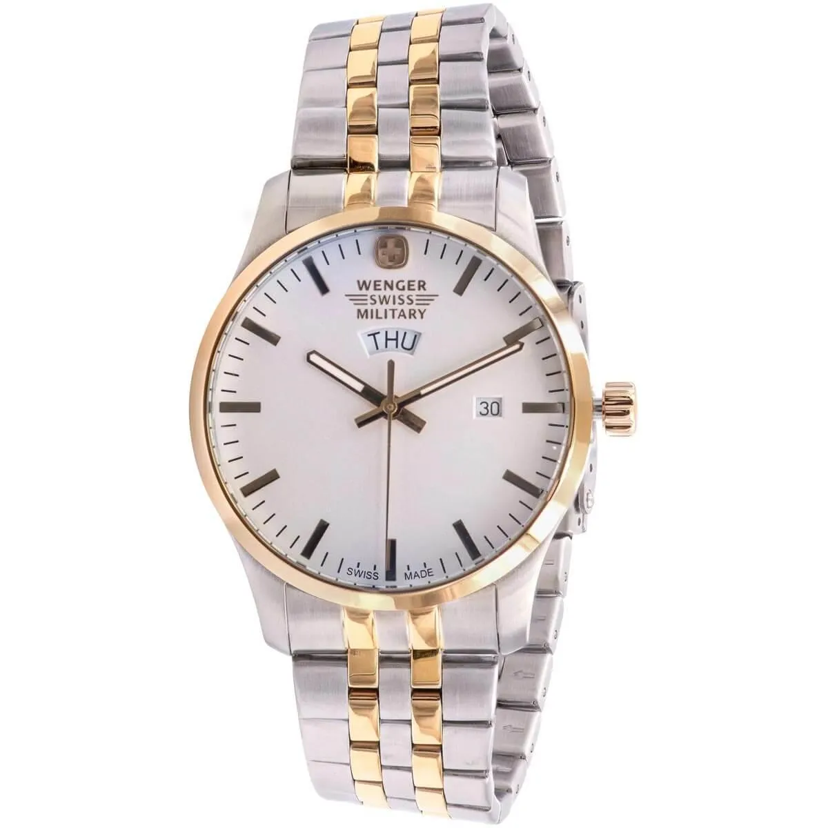 Wenger Men's Swiss Quartz Watch - Terragraph Silver Dial Steel Bracelet | 01.9041.214C