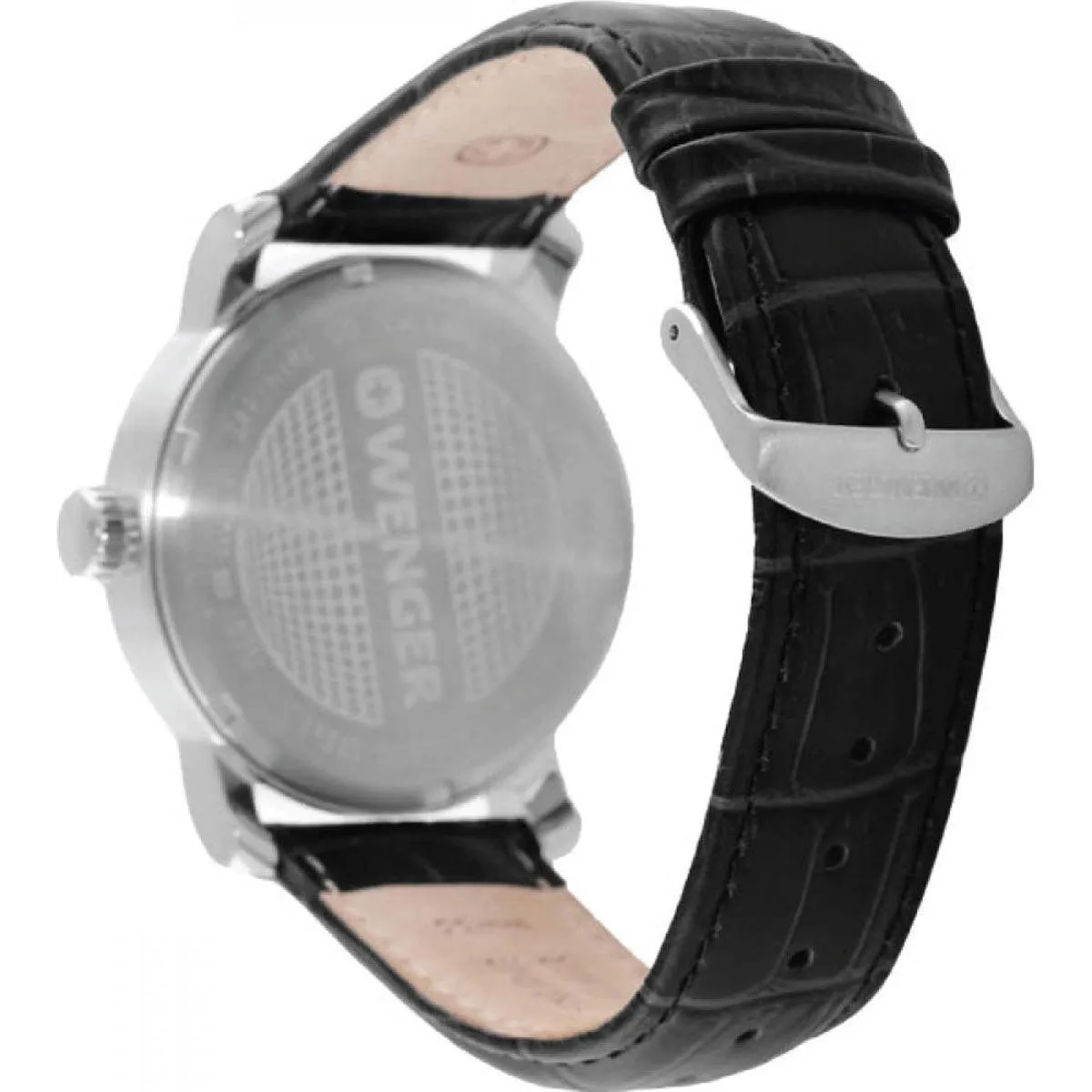 Wenger Men's Swiss Quartz Watch - Urban Classic Silver Dial Black Strap | 01.1041.122