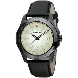 Wenger Men's Watch - Alphine Quartz Green Dial Black Leather Strap | 7047X