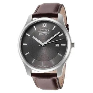 Wenger Men's Watch - City Classic Swiss Quartz Grey Dial Brown Strap | 01.9041.218S