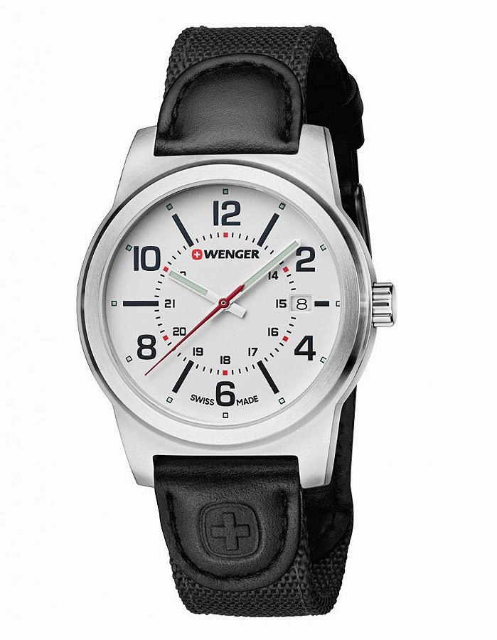 Wenger Field Gear Mens Watch - White Dial - Black Nylon Strap - Date - 100m