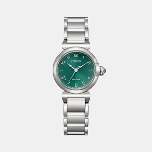 Women Eco-Drive L May Bells Mini Green Dial Analog Stainless Steel Watch EM1130-83X