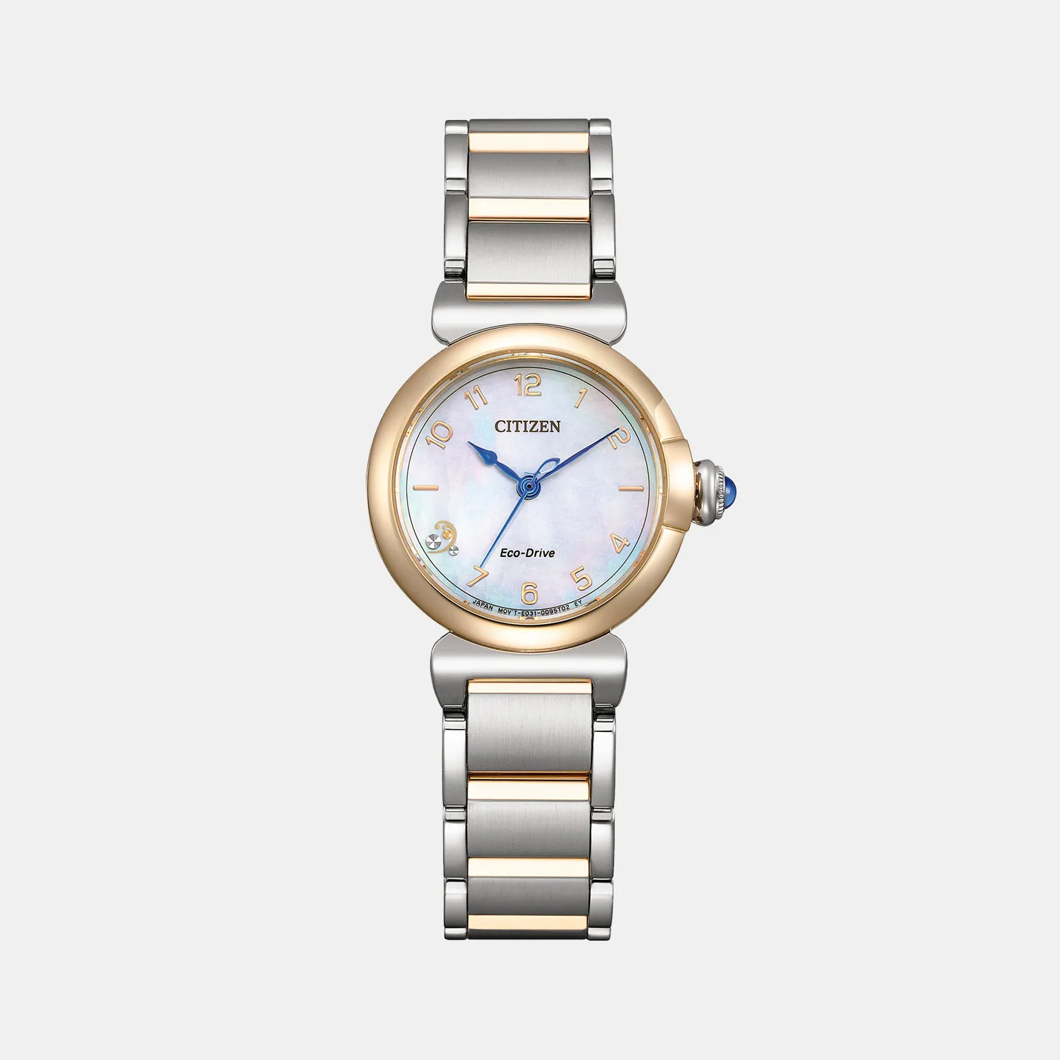 Women Eco-Drive Mother of Pearl  Dial Analog Stainless Steel Watch EM1136-87D
