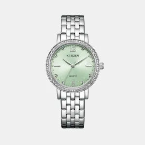 Women Quartz Light Green Dial Analog stainless Steel Watch EL3100-55X